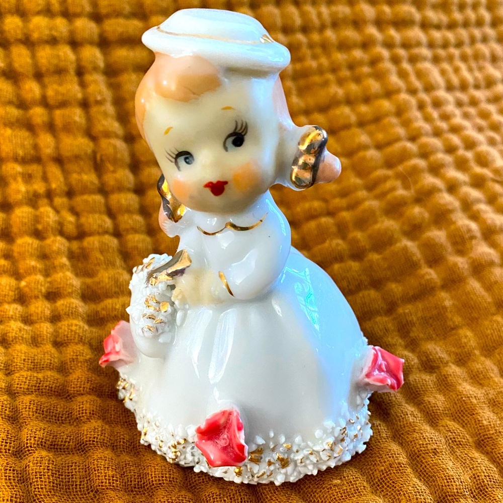 Lefton/Girl Bell/Spaghetti and Flowers/Porcelain/China/Excellent Condition
